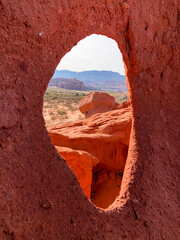 Red rocks. National park. Arches window	
