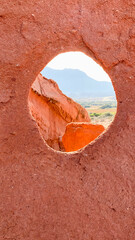 Red rocks. National park. Arches window	
