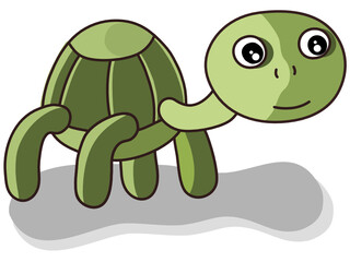 cute turtle green  standing on the floor It's a vector image on a white background.