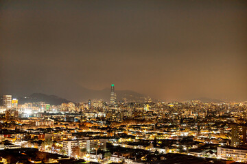 Panoramic view of Santiago Chile at night