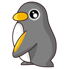 cute black and yellow penguin on the wings standing on the floor