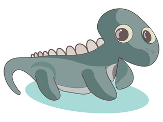 cartoon vector cute green crocodile with big eyes on white background