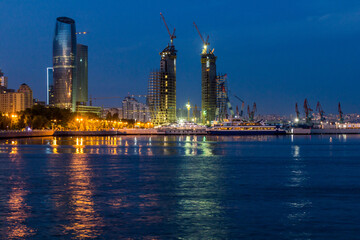 Night view of Baku skyline, Azerbaijan