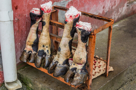 Cow legs at the market in Sheki, Azerbaijan