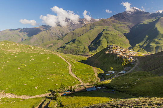 View of Xinaliq (Khinalug) village, Azerbaijan