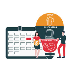Flat design with people. GPO - Group Purchasing Organization  acronym. business concept background. Vector illustration for website banner, marketing materials, business presentation, online advertisi