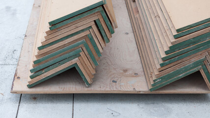plywood supports at a construction site