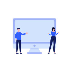 Obraz premium an illustration is talking and working