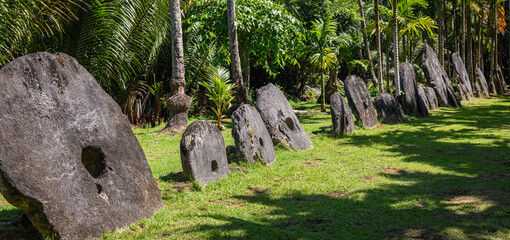 Stone currency of Yap, Micronesia - obrazy, fototapety, plakaty