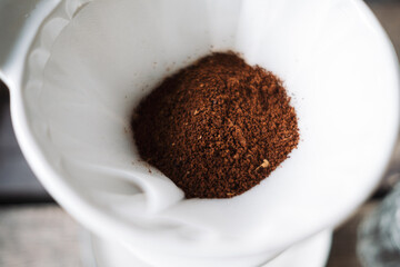 barista dripping coffee and slow coffee bar style