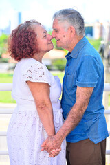 Naklejka premium couple kissing, National Day of the Elderly, International Day of the Third Age, s3nior life, eskimo kiss
