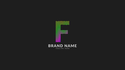 letter F wavy rainbow abstract colorful logo for creative and innovative company brand. print or web vector design element