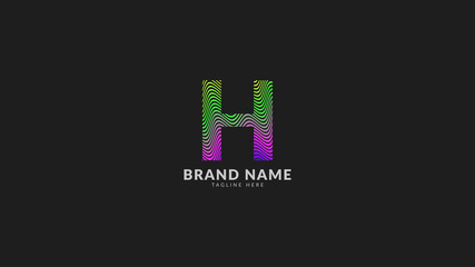 letter H wavy rainbow abstract colorful logo for creative and innovative company brand. print or web vector design element