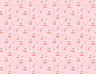 Small and simple cute cherry pattern seamless textile design template.