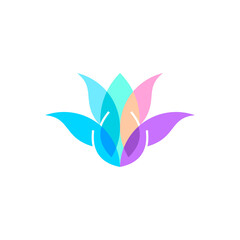 Beauty Flower Colorful Rainbow Logo Design 