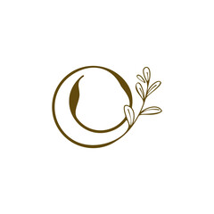 Line Circle Nature Leaf Vegan Logo Design