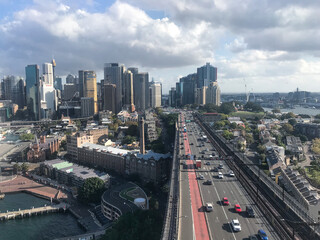 Aerial Sydney city view from Harbour bridge