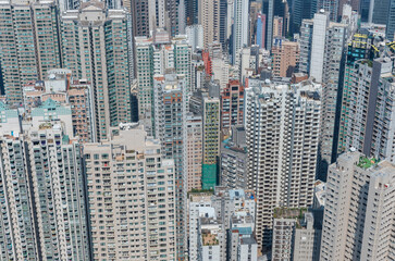 High rise buildings in downtown district of Hong Kong city