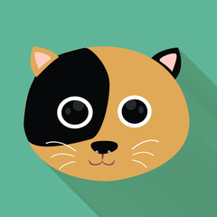  kitten face Cat vector cartoon character long shadow style icon
