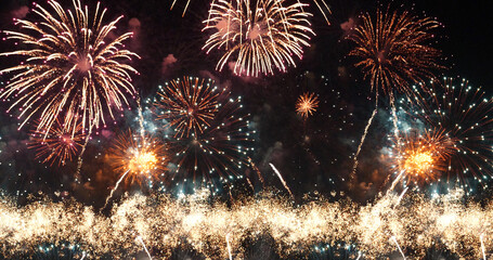 Colorful vibrant Firework celebrate anniversary happy new year 2022, 4th of july holiday festival....