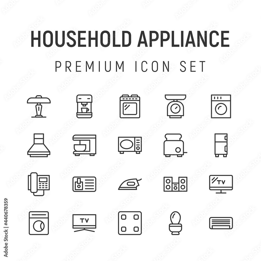 Canvas Prints Premium pack of household appliance line icons.