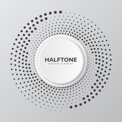 Halftone dots in circle form. round logo. vector dotted frame. design element