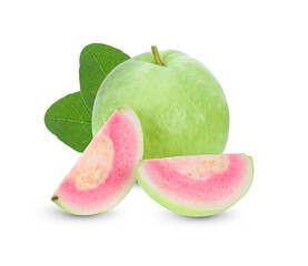 Pink guava isolated on white background