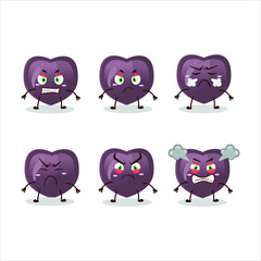 Love candy cartoon character with various angry expressions. Vector illustration