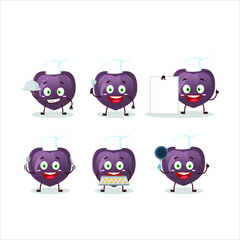 Cartoon character of love candy with various chef emoticons. Vector illustration