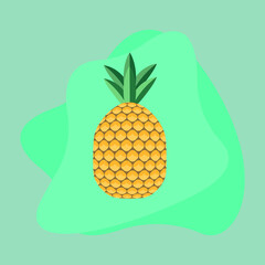 Vector image of a pineapple on a  blue   isolated background.