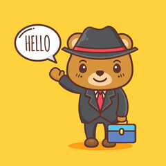 cute worker bear in black suit