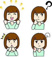 女の子　リアクション素材