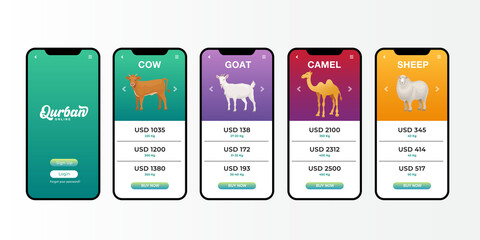 User interface elements for online qurban mobile application for Eid al Adha