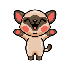 Cute happy little siamese cat cartoon