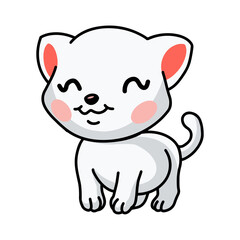 Smiling little white cat cartoon