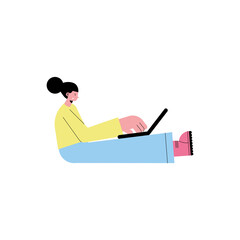 woman seated using laptop