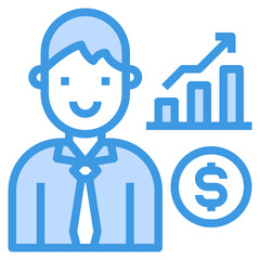 Management blue outline icon