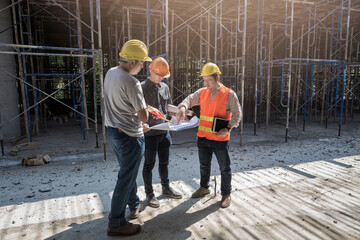 engineer team is investigating construction site.
