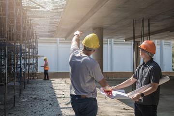 engineer team is investigating construction site.