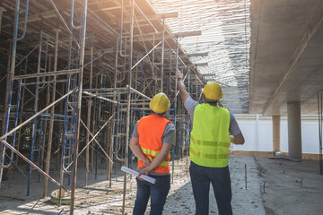 engineer team is investigating construction site.