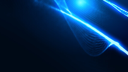 Dot blue wave light screen gradient texture background. Abstract ai technology big data digital background. 3d rendering.