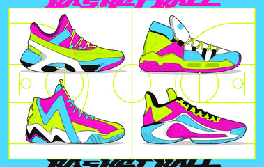 Sports basketball shoes design vector template