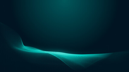 Dot green wave light screen gradient texture background. Abstract  technology big data digital background. 3d rendering.
