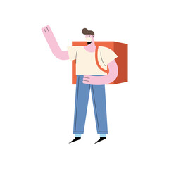 male courier with bagpack