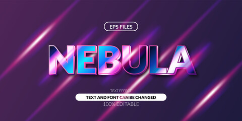 3d night neon glow nabula galaxy editable text effect. eps vector file. galaxy poster film title
