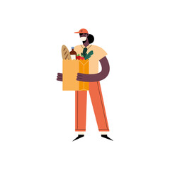 afro courier with groceries