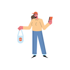 female courier with smartphone