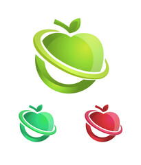Healthy and colorful apple logo/icon with the letter 