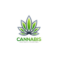 Cannabis logo colorful illustration vector