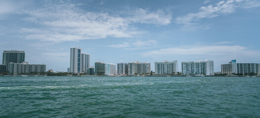 panorama of the city miami florida island sea ocean usa view summer 